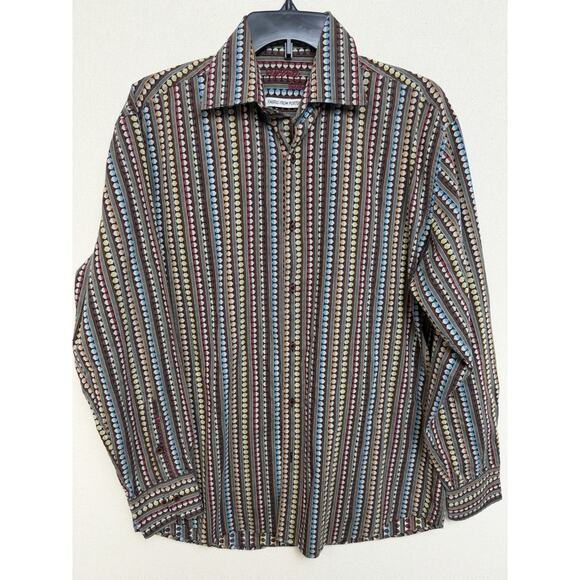 Visconti Men’s Casual Button Up Shirt Sz M Long Sleeve Black Multicolor - Picture 1 of 12